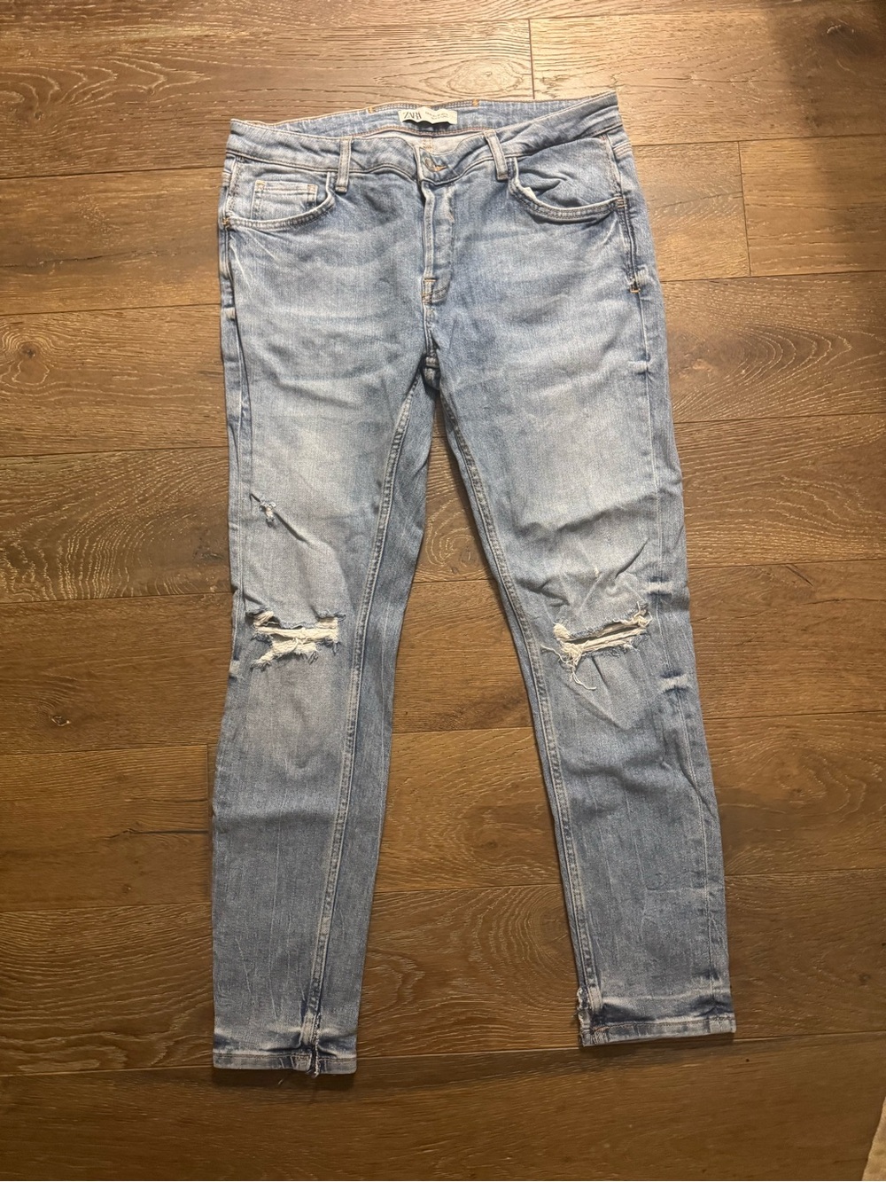 Zara Light Blue Ripped Skinny Jeans